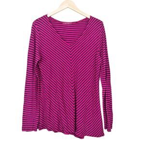 Cut Loose Pink Black Striped Long Sleeve Shirt Sz L
